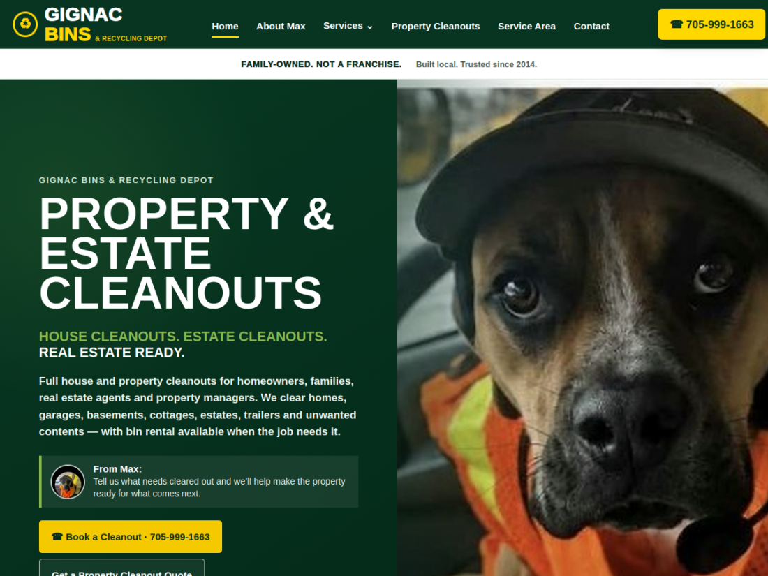 Gignac Bins website